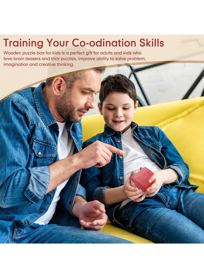 صندوق الأحجية الخشبي السحري، صندوق أموال ذو آلية سرية للكبار والمراهقين (أحمر، مجموعة من 2) - Image 4